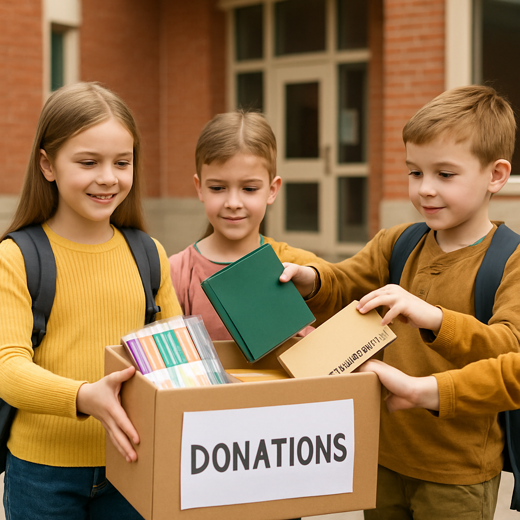 Children with donation box